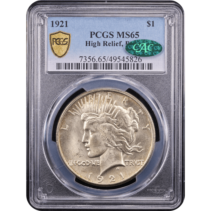 1921 High Relief Peace Dollar ($1) Obverse Slab Image