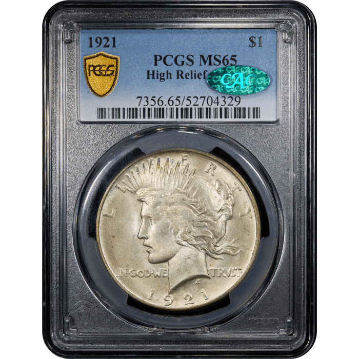 1921 High Relief Peace Dollar ($1) Obverse Slab Image