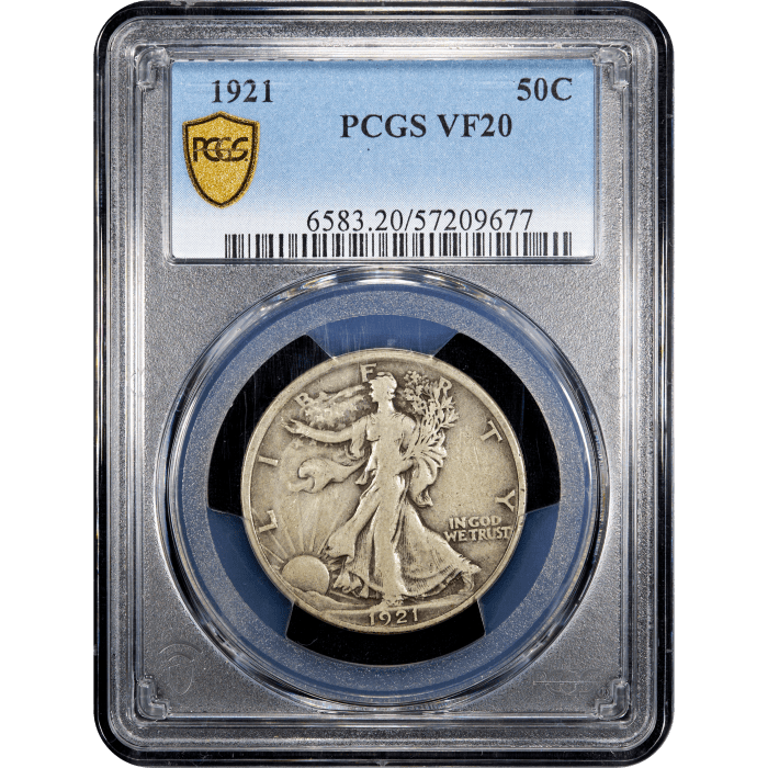 1921 Walking Liberty Half Dollar (50c) Obverse Slab Image