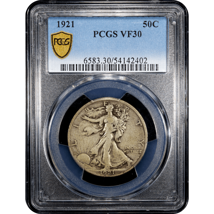 1921 Walking Liberty Half Dollar (50c) Obverse Slab Image