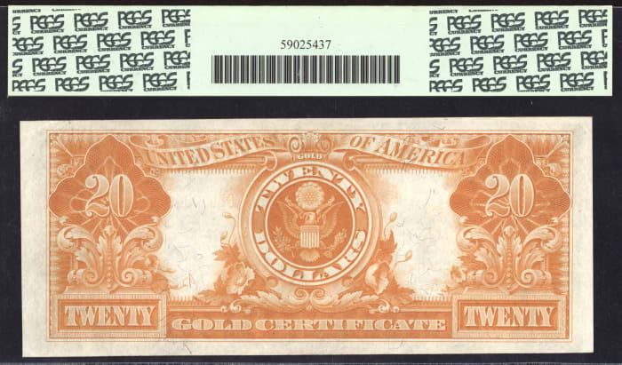 1922 $20 Gold Certificate Reverse Image