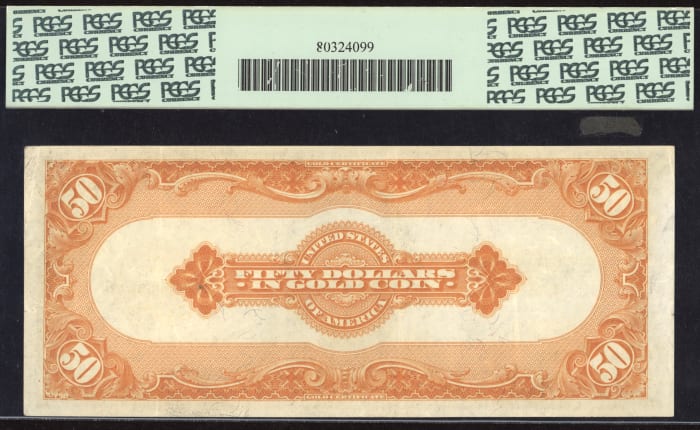 1922 $50 Gold Certificate Reverse Image