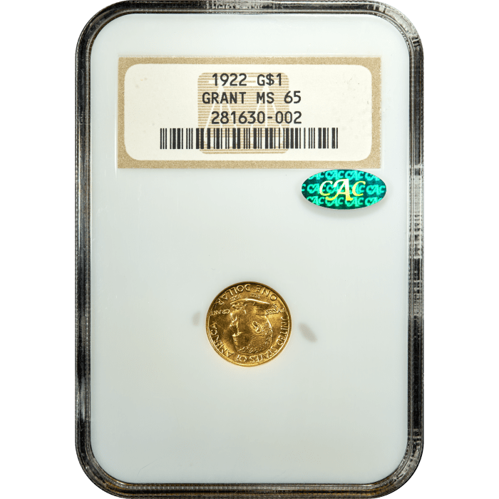 1922 Grant No Star Commem Gold Dollar ($1) SLAB Image