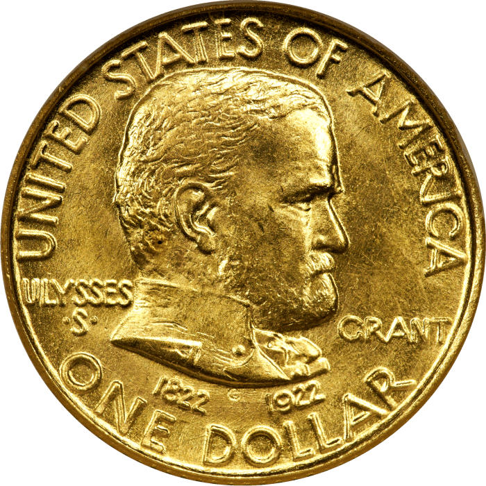 1922 Grant No Star Commem Gold Dollar ($1) OBVERSE Image