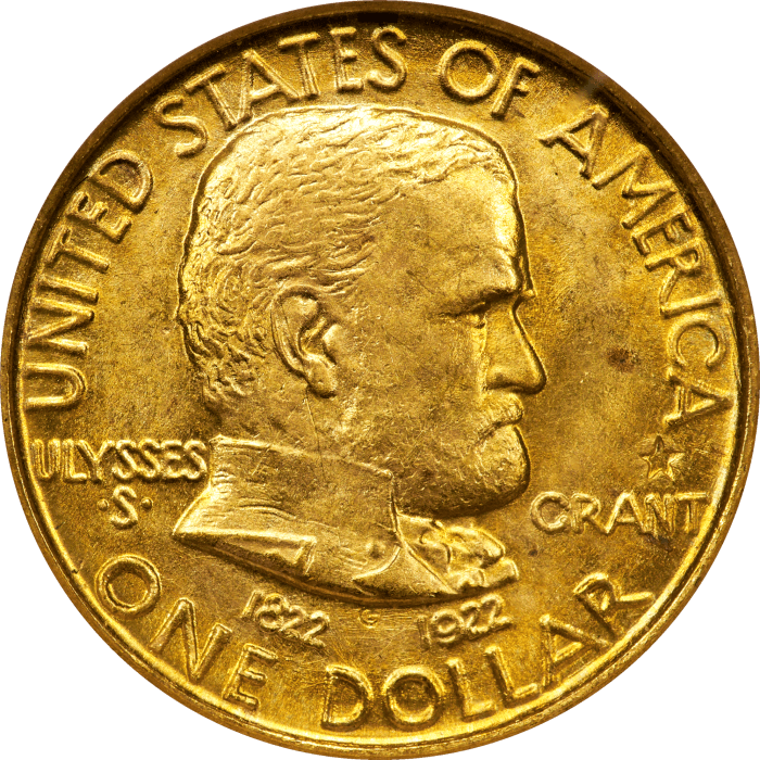 1922 Grant with Star Commem Gold Dollar ($1) OBVERSE Image