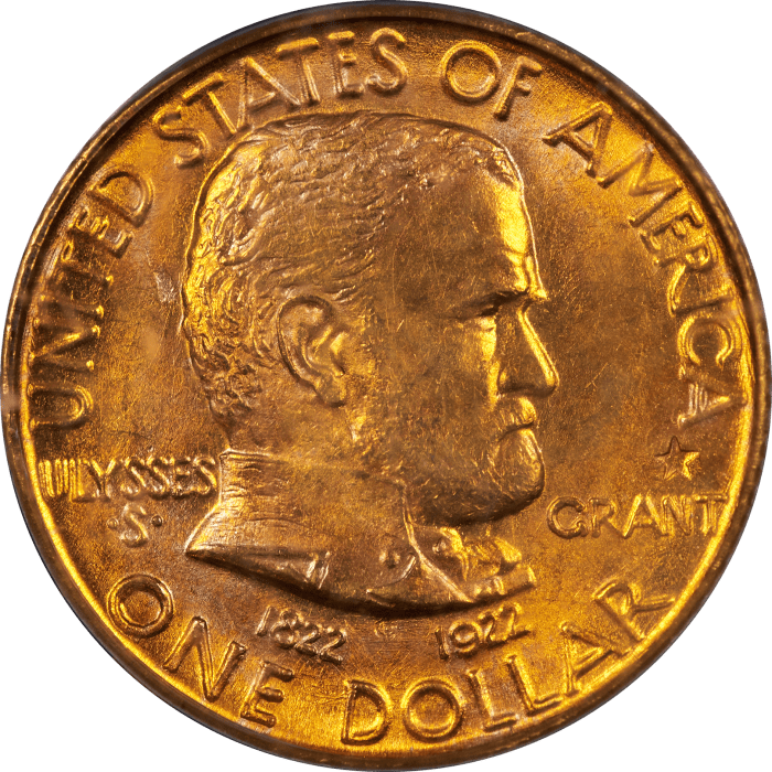 1922 Grant with Star Gold Dollar (G$1) OGH Obverse Image