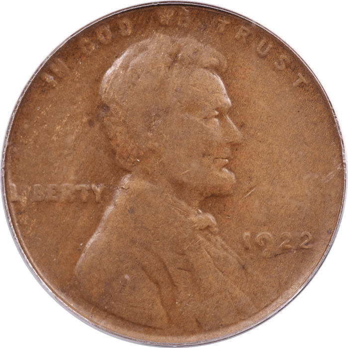 1922 No D Lincoln Cent (1c) Strong Reverse Obverse Image