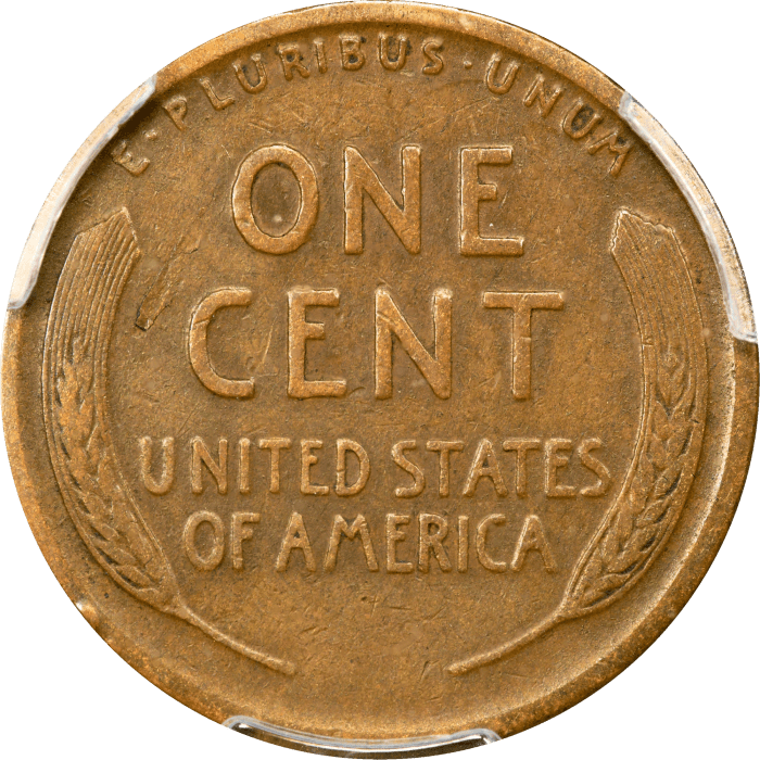 1922 No D Strong Reverse Lincoln Cent (1c) REVERSE Image