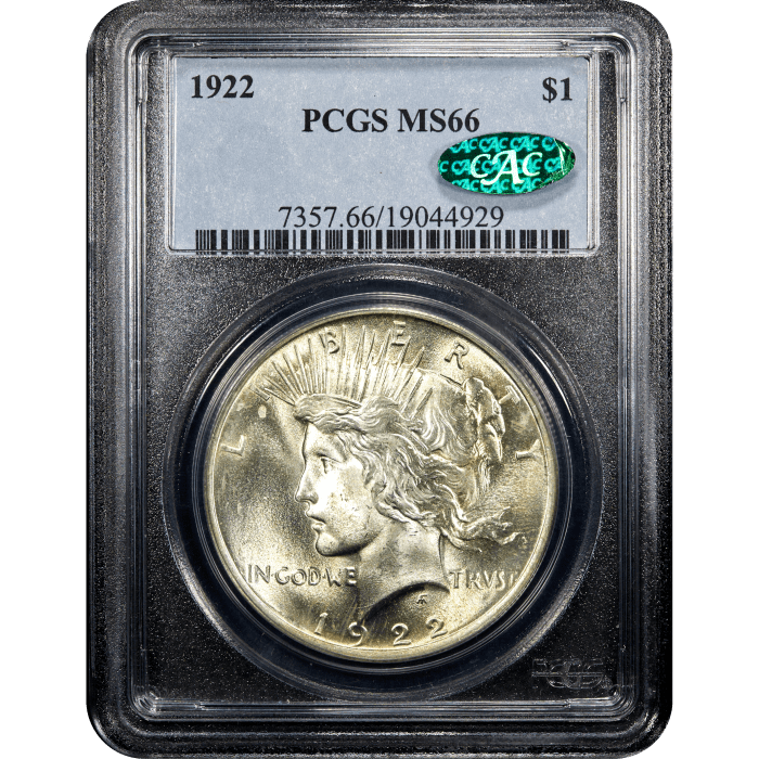 1922 Peace Dollar ($1) Obverse Slab Image