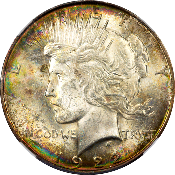 1922 Peace Dollar ($1) Rainbow Toner OBVERSE Image