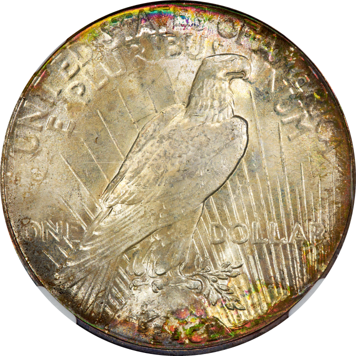 1922 Peace Dollar ($1) Rainbow Toner REVERSE Image