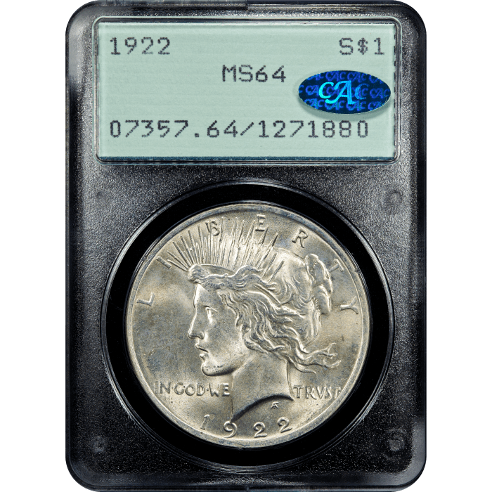 1922 Peace Dollar ($1) Rattler Obverse Slab Image