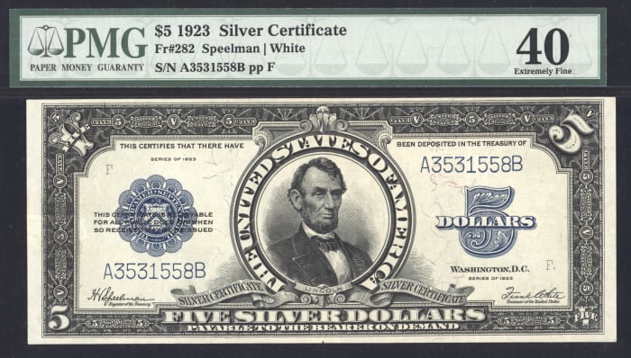 1923 $5 Porthole Silver Certificate Obverse Image
