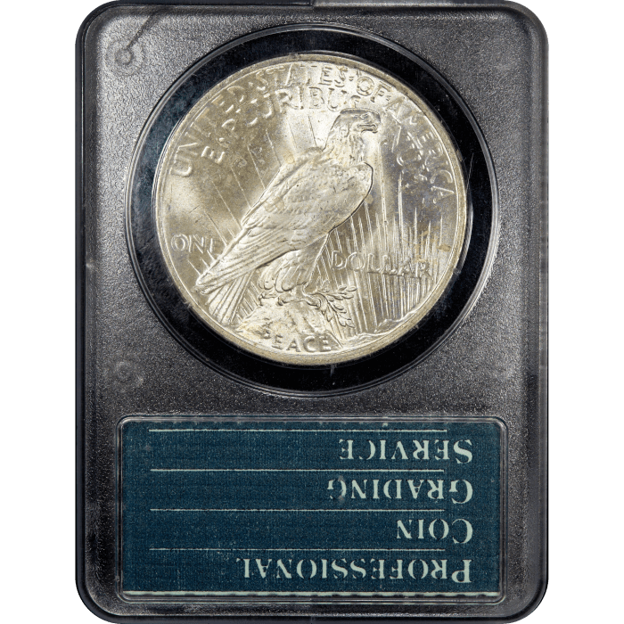 1923 Peace Dollar ($1) Rattler Reverse Slab Image