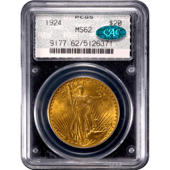 1924 Saint-Gaudens Gold Double Eagle ($20) Doily Obverse Slab Image