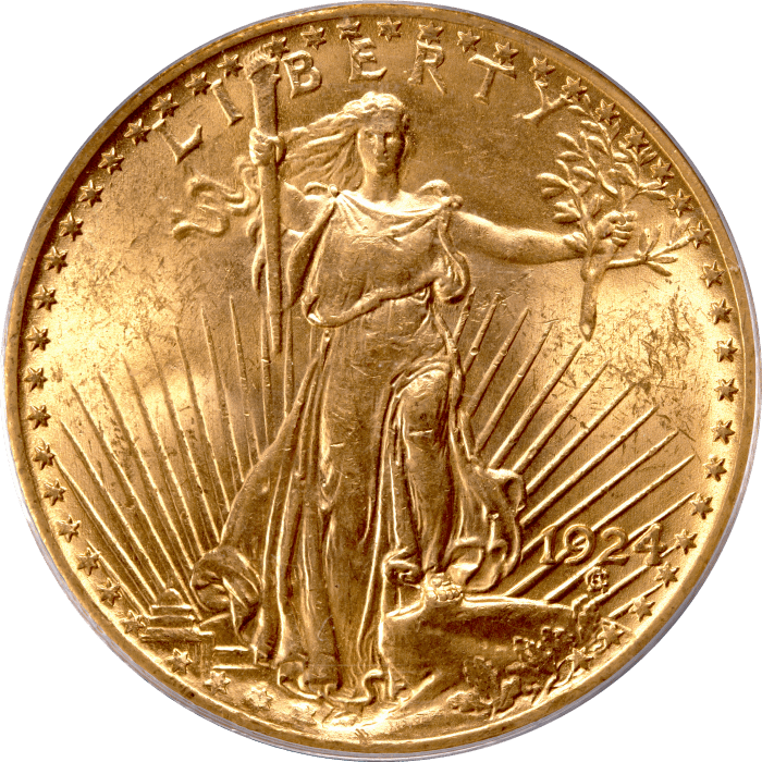 1924 Saint-Gaudens Gold Double Eagle ($20) Doily Obverse Image