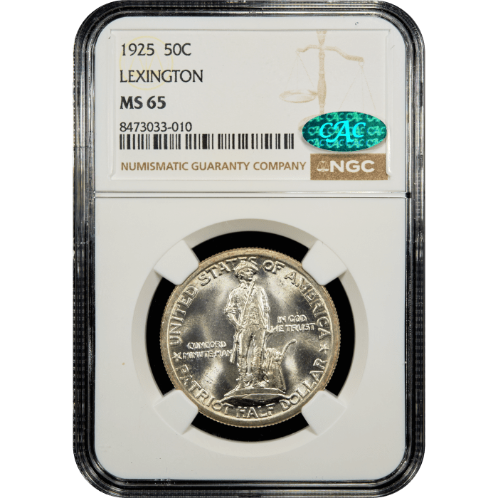 1925 Lexington Commemorative Half Dollar (50c) Obverse Slab Image