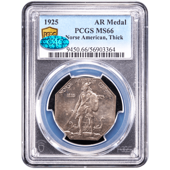 1925 Norse American Commemorative Medal (Thick) Obverse Slab Image