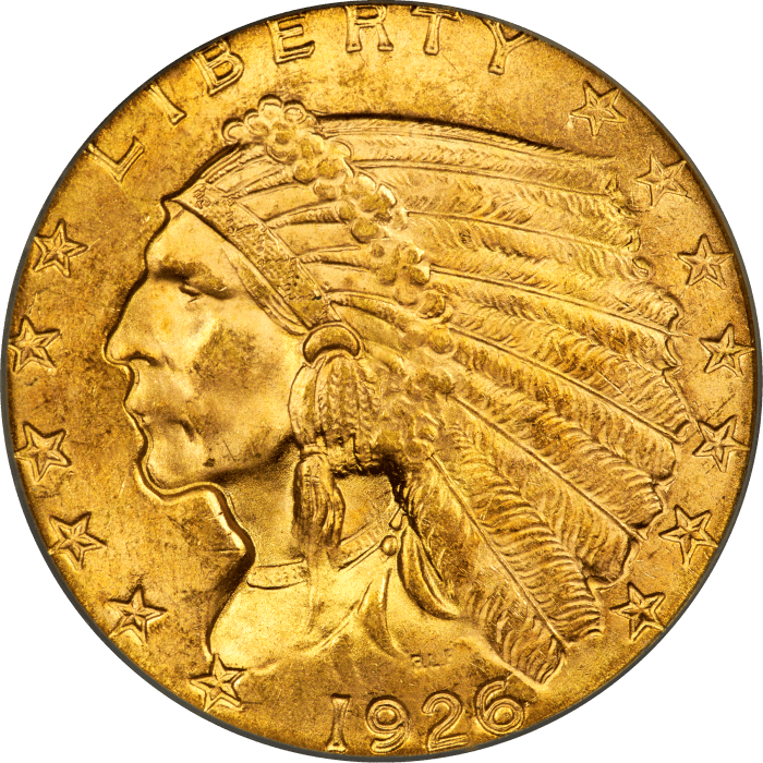 1926 Indian Gold Quarter Eagle ($2.50) OGH OBVERSE Image