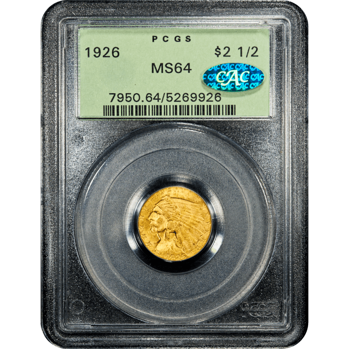 1926 Indian Gold Quarter Eagle ($2.50) OGH SLAB Image