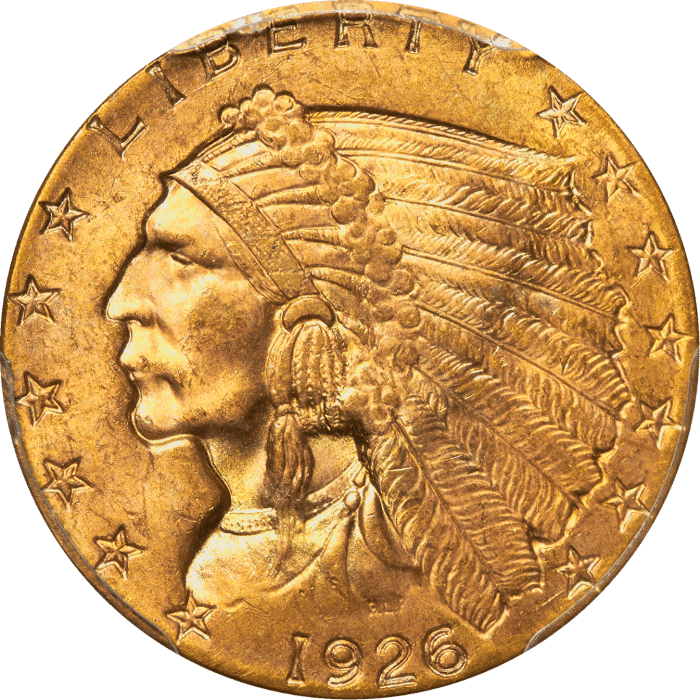 1926 Indian Gold Quarter Eagle ($2.50) OBVERSE Image