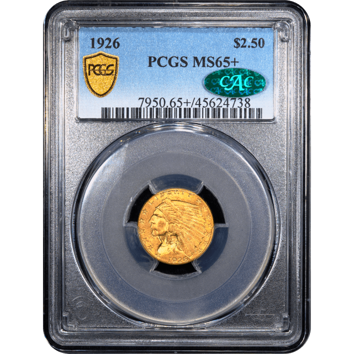 1926 Indian Gold Quarter Eagle ($2.50) Obverse Slab Image