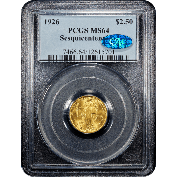 1926 Sesquicentennial Commemorative Gold Quarter Eagle ($2.50) SLAB Image