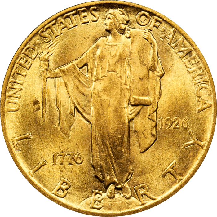 1926 Sesquicentennial Commemorative Gold Quarter Eagle ($2.50) OBVERSE Image