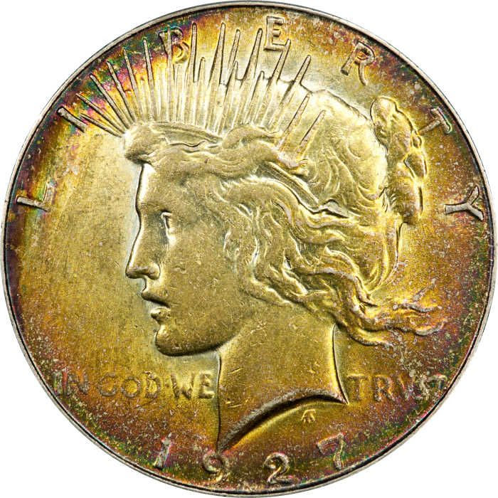 1927-S Peace Dollar ($1) Rainbow Toner OBVERSE Image