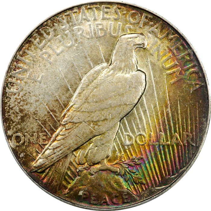 1927-S Peace Dollar ($1) Rainbow Toner REVERSE Image