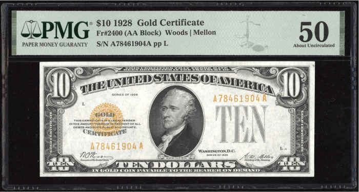 1928 $10 Gold Certificate Obverse Image