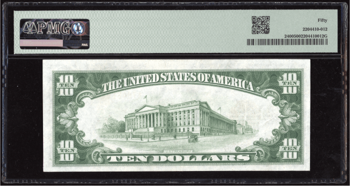 1928 $10 Gold Certificate Reverse Image
