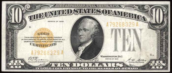 1928 $10 Gold Certificate Obverse Image