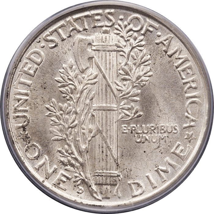 1929-D Mercury Dime (10c) Reverse Image