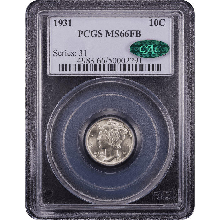 1931 Mercury Dime (10c) Obverse Slab Image