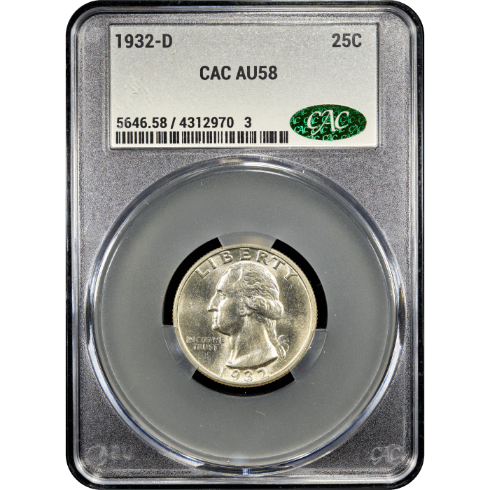 1932-D Washington Quarter (25c) Obverse Slab Image