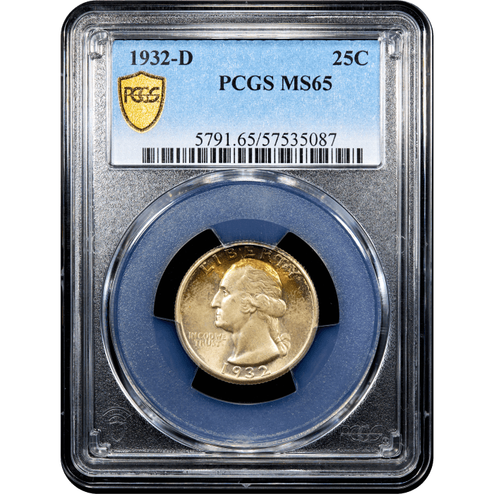 1932-D Washington Quarter (25c) Obverse Slab Image