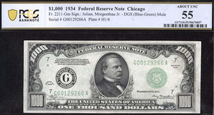1934 $1000 Federal Reserve Note OBVERSE Image
