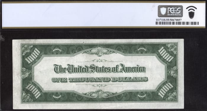 1934 $1000 Federal Reserve Note REVERSE Image