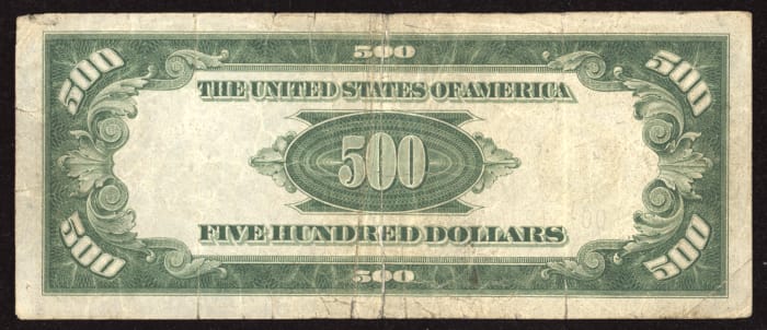 1934 $500 Federal Reserve Note REVERSE Image