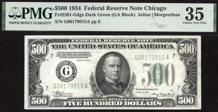 1934 $500 Federal Reserve Note OBVERSE Image