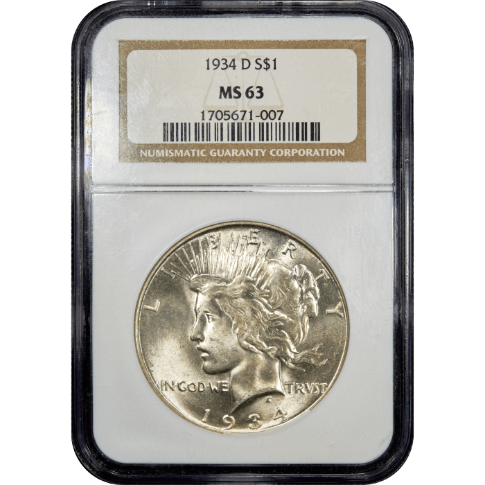 1934-D Peace Dollar ($1) Obverse Slab Image