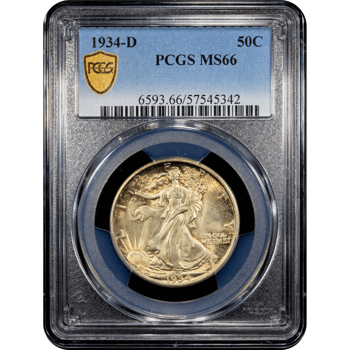 1934-D Walking Liberty Half Dollar (50c) Obverse Slab Image