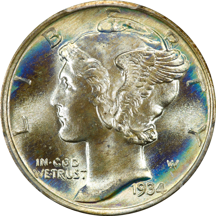 1934 Mercury Dime (10c) OBVERSE Image