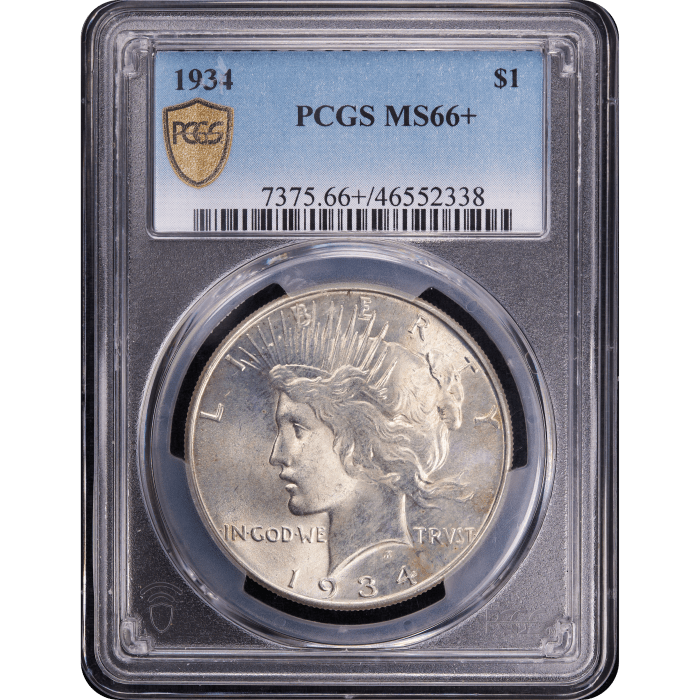 1934 Peace Dollar ($1) Obverse Slab Image
