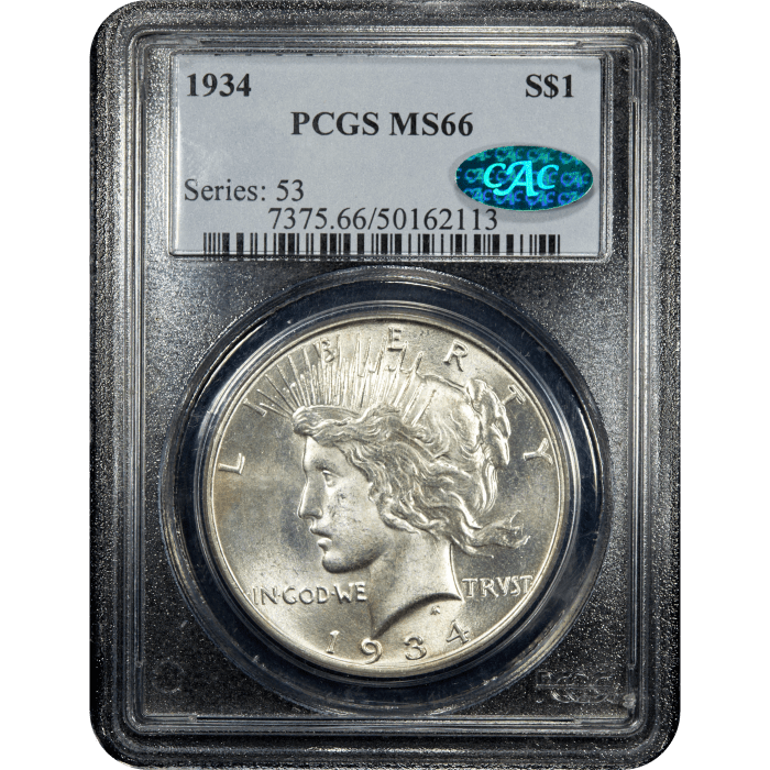 1934 Peace Dollar ($1) Obverse Slab Image