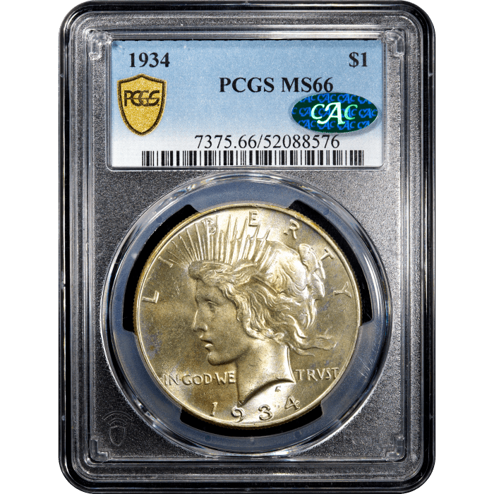 1934 Peace Dollar ($1) Obverse Slab Image