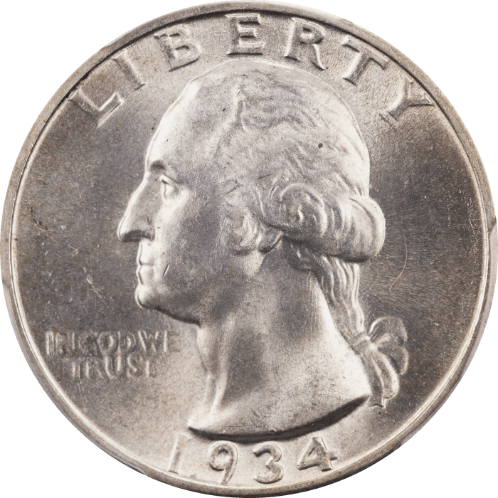1934 Washington Quarter (25c) Light Motto Obverse Image
