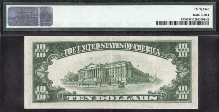 1934A $10 North Africa Silver Certificate REVERSE Image