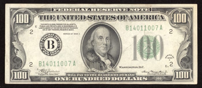1934A $100 Federal Reserve Note OBVERSE Image